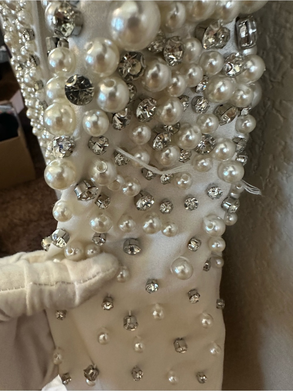 Alice + Olivia Ivory Pearl & Crystal Embellished Blazer Jacket - Picture 13 of 16